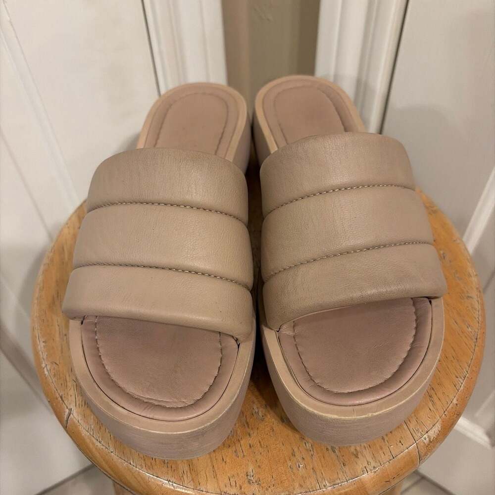 Seychelles Velour Sandals Women's Size 9 Vacchetta Leather Slip On Platform